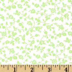 44 Wide Positively Pastel Vines Lime/White Fabric By The 