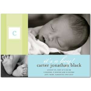 Boy Birth Announcements   Ribbon Classic Blue By Hello Little One For 