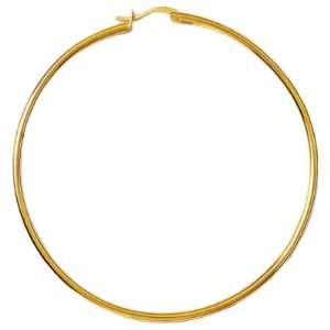    18K Gold Plated 62 mm Creole   Wide Thread   Hoop Earrings Jewelry