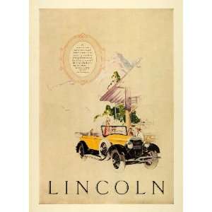  1925 Ad Antique Yellow Lincoln Convertible Touring Cars 