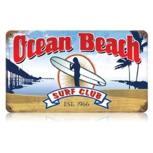  Ocean Beach Surf Club Vintaged Metal Sign
