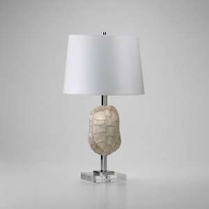   Design 04105 White / Chrome / Crystal 26 Tortoise Shell Table Lamp