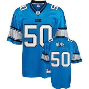  Ernie Sims Jersey Reebok Blue Replica #50 Detroit Lions 