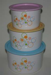 TUPPERWARE 3 One Touch Seal Topper Canister Round Containers Set 