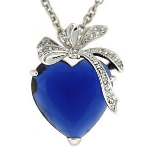 Beautiful Heart and Bow Crystal Adorned Kate Pendant Necklace in 