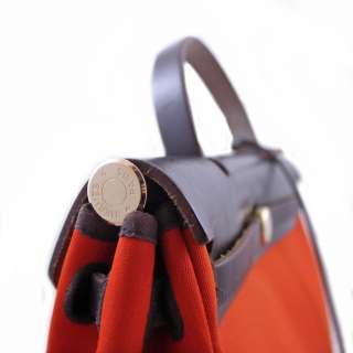Hermes Red and Orange 2 in 1 Canvas Herbag  Authentic  