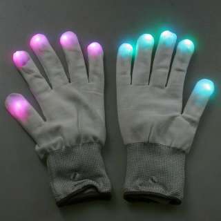Mode LED Rave Light Finger Lighting Flashing Gloves Glow Mitt White 