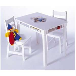  Rectangle White Table & 2 Chairs by Lipper