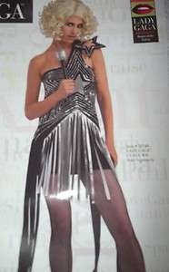 New Lady Gaga Black & Silver Star Dress size Med 8 10  