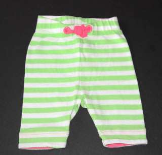 EUC baby Gap green knit striped pants legging girls 0 3  