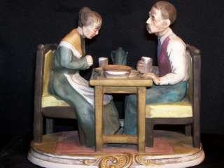  Porcelain Bisque Old Man & Woman at Dinner Table Grace Price Import
