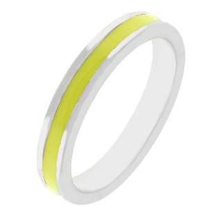    Yellow Enamel Silver Tone Costume Ring (Size 5,6,7,8,9,10) Jewelry