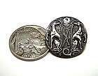 Greyhounds   Hunting Battersea Picture Button   Pewter Finish (#B163)