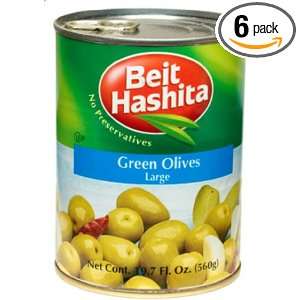 Beit Hashita Green Olives Large, 19.7 Ounce (Pack of 6)  