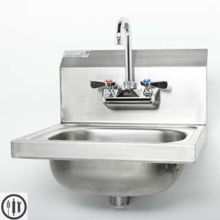 Stainless Steel Wall Mount Hand Sink 16 x 15   Lead Free faucet 