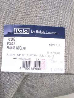 Polo Blue Label Ralph Lauren Blazer Beige Gray Wool Blend 42L NWT $695 