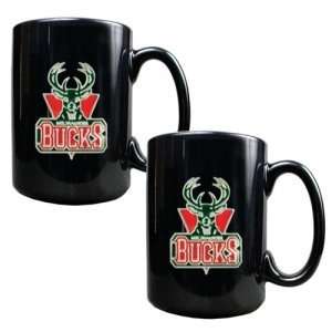  Milwaukee Bucks NBA 2pc Black Ceramic Mug Set   Primary 