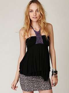 Free People Solid Warrior Black Halter Top Shirt NWT  