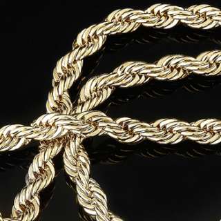 20 40 Inch Gold Plated 6 mm Diamond Cut French Rope Chain Hip Hop 