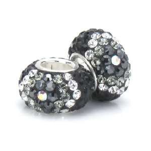 Bella Fascini Black, Clear, Gray with AB Center Pave Flower Bead, Made 