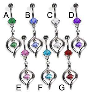 Belly button ring with elegant pendant, purple   D