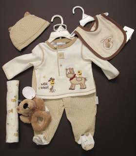 Wild West Cowboy BABY SHOWER DIAPER CAKE Outfit Plush toy Bib Horse 