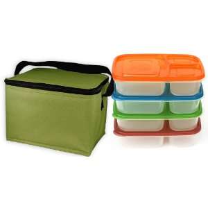   Bento Containers (Set of 4) with insulated, non vinyl Lunch Cooler Bag