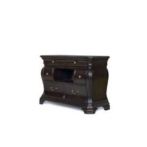   Tobacco Finish with Antique Brass Hardware Wood Media Chest Home