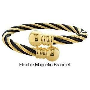  Steel Two Tone Magnetic Bangle Style Bracelet Jewelry