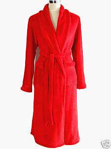 New Womens Sleepwear Fleece Bath Robe Bathrobe Red L XL  
