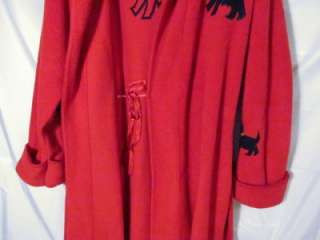 Delicates Red Fleece Robe w/ Scottie Dogs, Size Medium  
