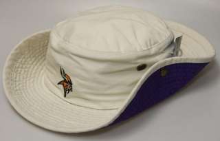 New NFL Minnesota Vikings Beige Fishing Bucket Hat w Embroidered Logo 