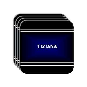 Personal Name Gift   TIZIANA Set of 4 Mini Mousepad Coasters (black 