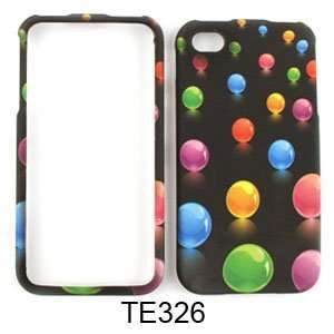  CELL PHONE CASE COVER FOR APPLE IPHONE 4 3D BALLS ON BLACK 