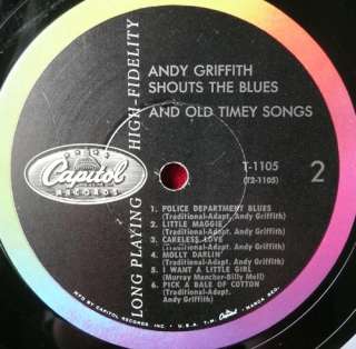 ANDY GRIFFITH shouts blues old timey songs LP record  