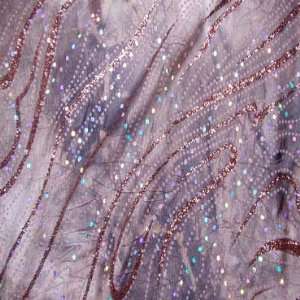  Polyester Spandex Tie Dye Glitter Swirl Fabric Brown