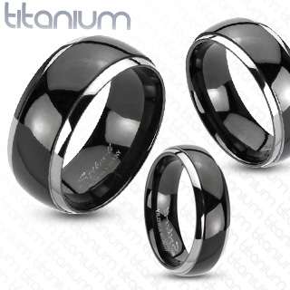 Titanium Black Ion Plated Silver Edged Wedding Band Ring Size 5 14 