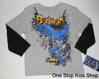 BATMAN or SPIDERMAN Boys 3T Long Sleeved SHIRT Top Super Hero  