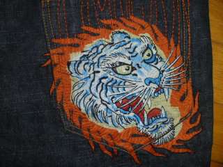 ED HARDY ♂ TIGER HEAD ♂ MENS BUTTON FLY JEANS SZ 38 X 33 