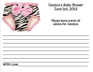24 Zebra Diaper Baby Shower Advice Cards  