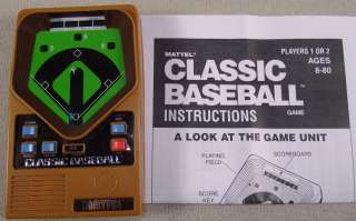 Mattel CLASSIC BASEBALL Handheld Game w/ Instructions 2001   Ex 