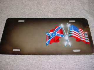 REBEL AMERICAN FLAG Brushed CAR TAG Auto LICENSE PLATE  