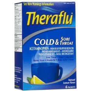  Theraflu Cold & Sore Throat Lemon 6ct (Quantity of 5 