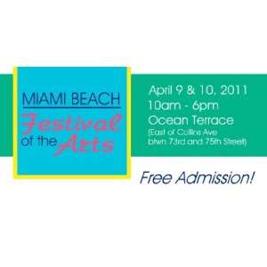  3x6 Vinyl Banner   Miami Beach Festival of Arts 