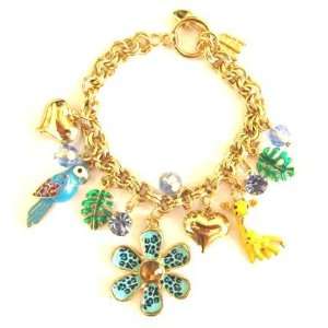 Knick Knack Tropica Parrot Turquoise Flower Theme Goldtone Colorful 