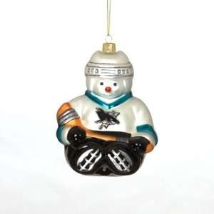  San Jose Sharks NHL Glass Snowman Ornament (5.5) Sports 