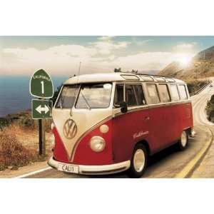    VW Bus Vintage Car Travel Poster 24 x 36 inches