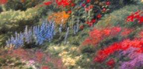 Thomas Kinkade Meadow Landscape Summer Flowers Sew Quilt Craft Cotton 