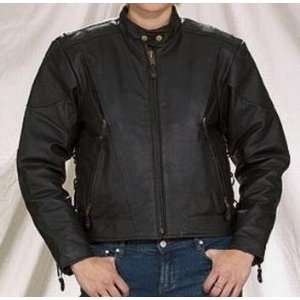  Womens Vented Racer Leather Motorcycle Jacket with Zip 