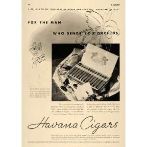  1936 Ad Cuban Havana Cigars Box Gift Tobacco Orchids 